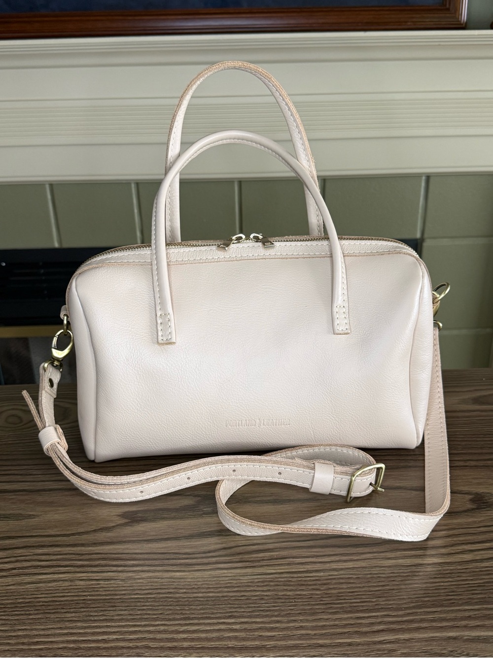 LIKE NEW Portland Leather Sloan Doctor Bag Large Bone w/Crossbody Strap